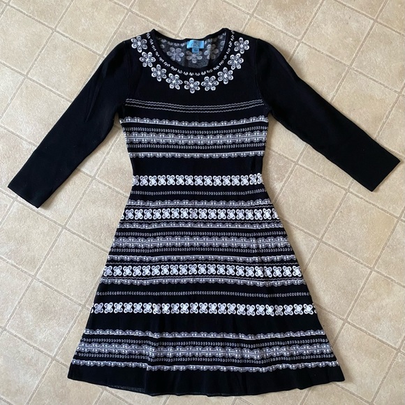 Cece Nordstrom Fair Isle A-Line Jacquard Knit Dress size S - Picture 3 of 13